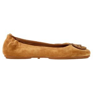 Tory Burch Minnie Travel Ballet Flats in Brown Suede